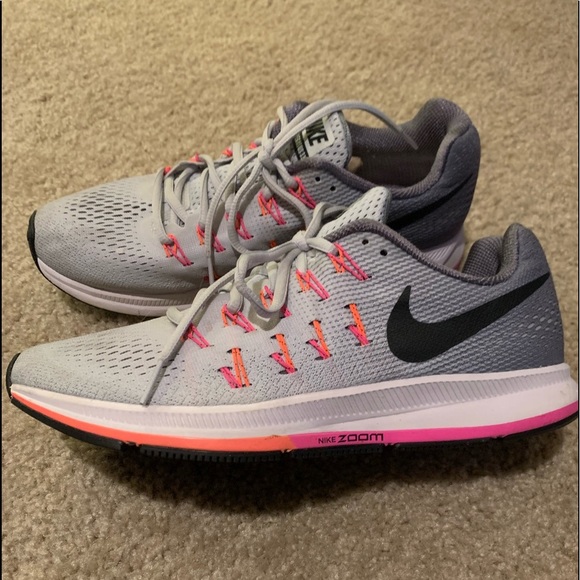 Nike Shoes - Nike Womens Air Zoom Pegasus 33 831356-006 Gray Running Shoes Lace Up Size 10